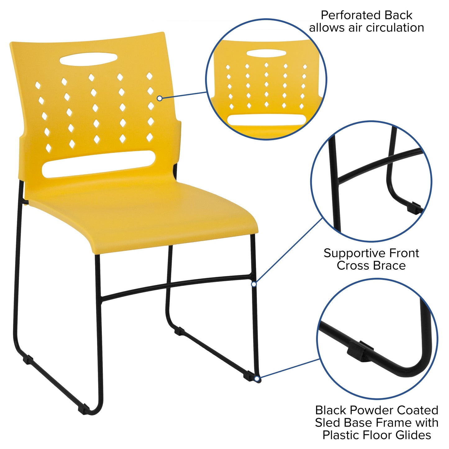 Yellow Plastic Stack Chair RUT-2-YL-GG