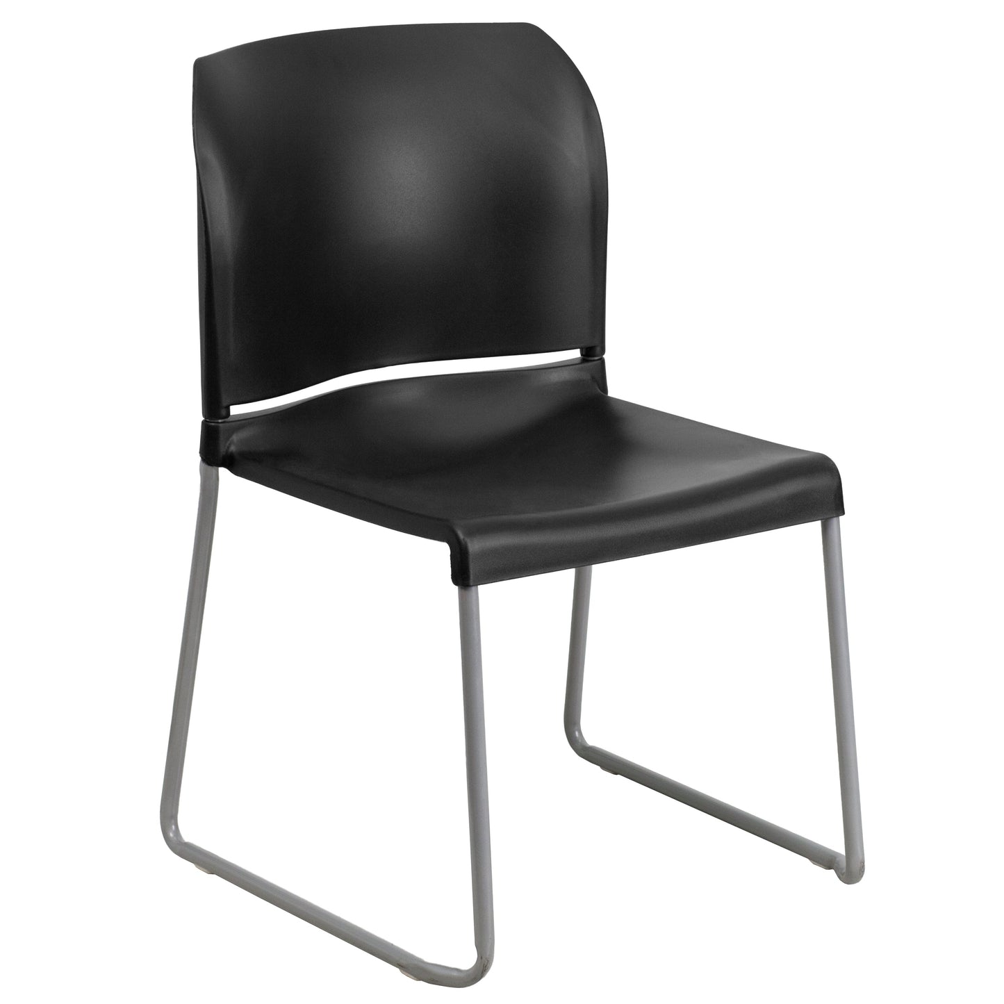 Black Plastic Sled Stack Chair RUT-238A-BK-GG