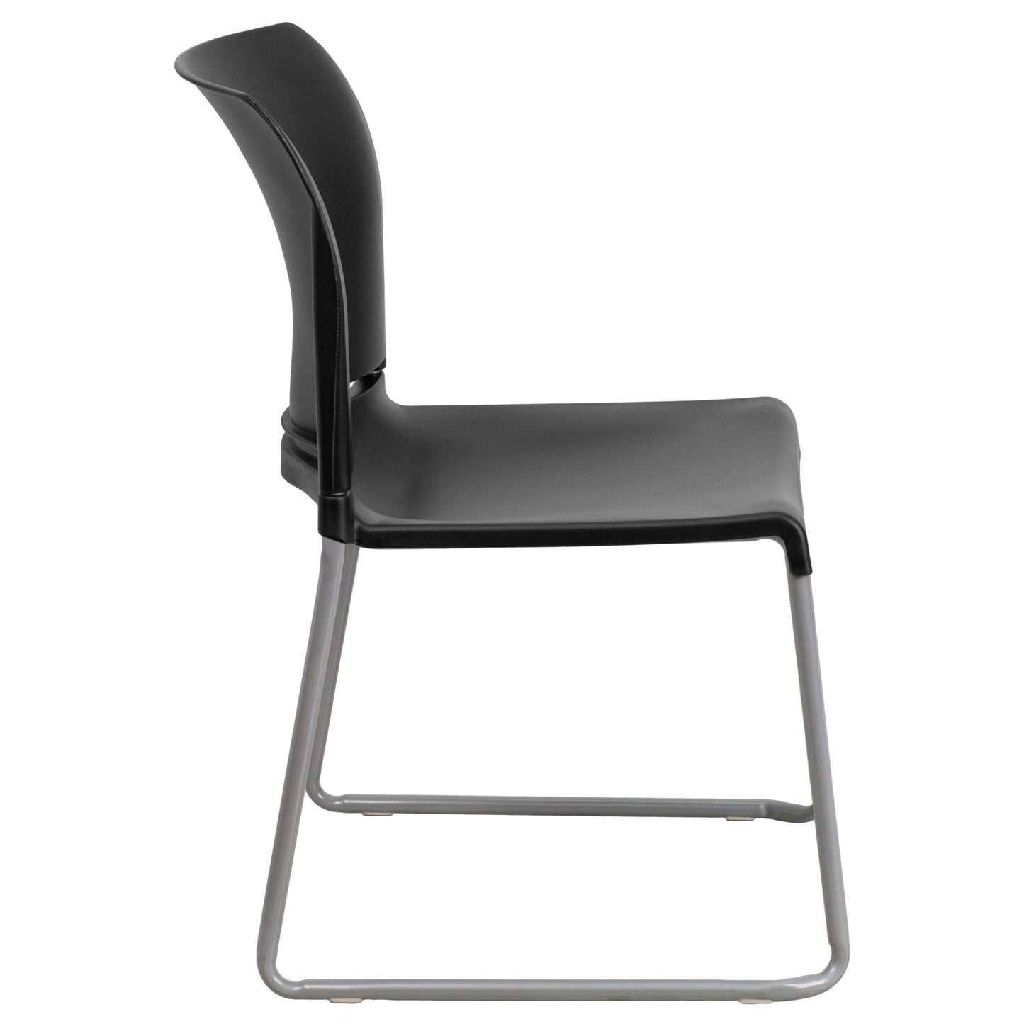 Black Plastic Sled Stack Chair RUT-238A-BK-GG