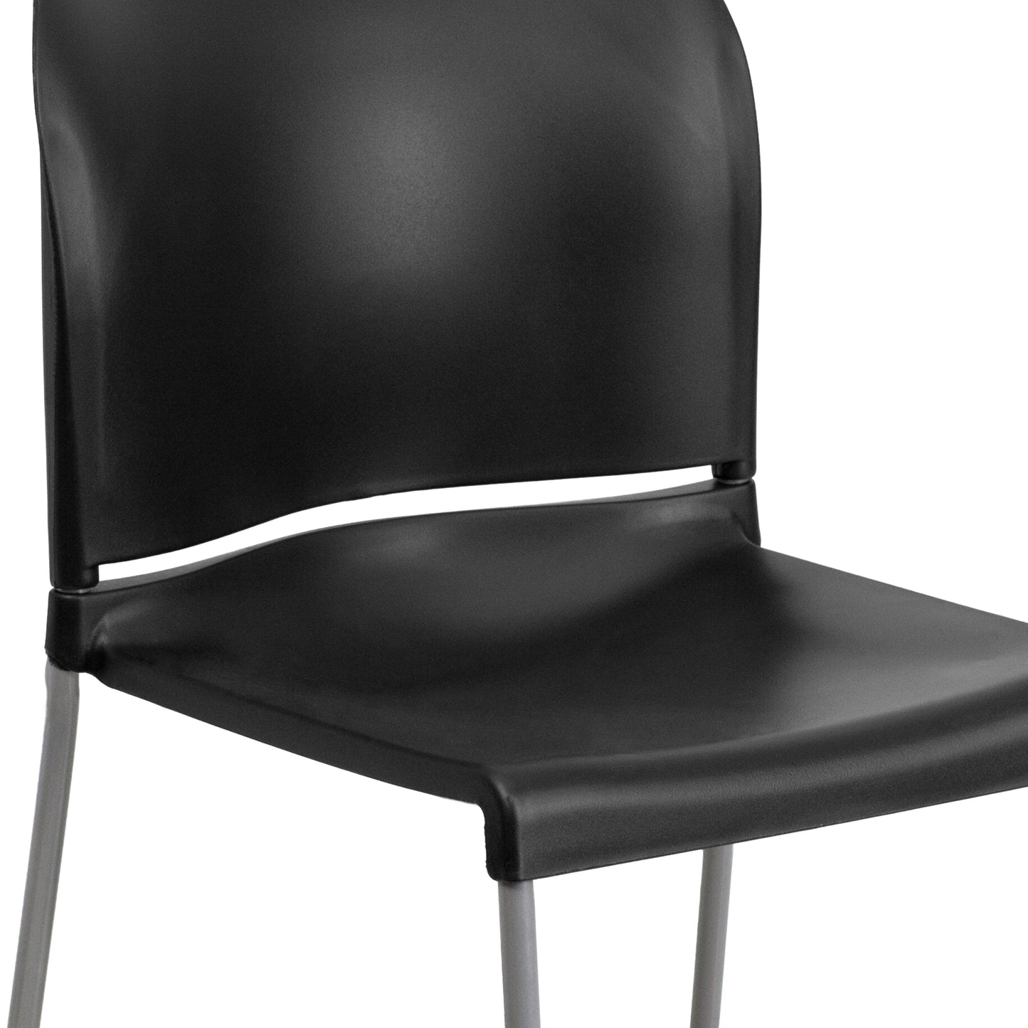 Black Plastic Sled Stack Chair RUT-238A-BK-GG