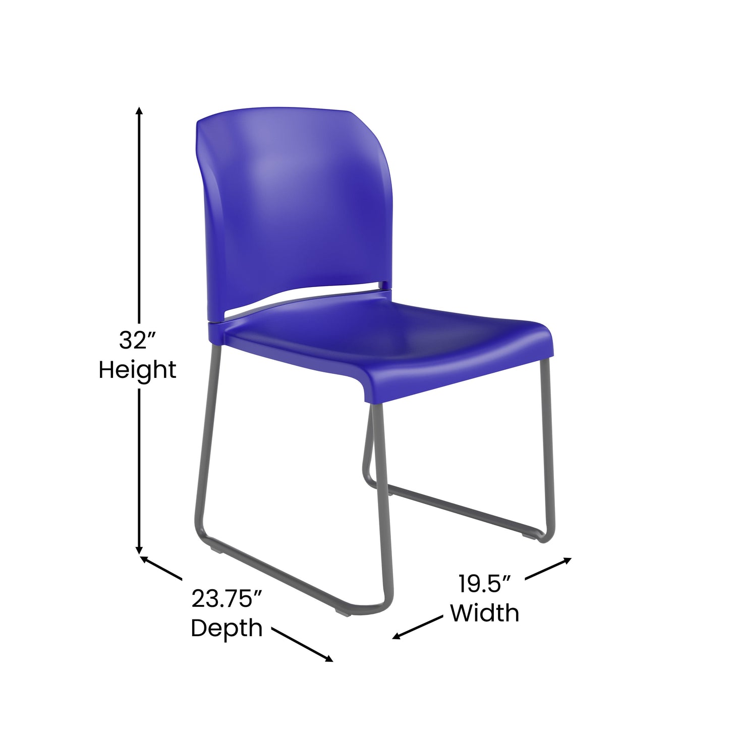 Blue Plastic Sled Stack Chair RUT-238A-BL-GG