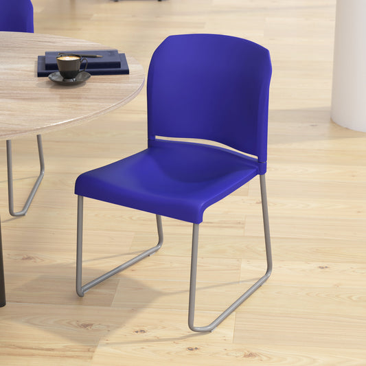 Blue Plastic Sled Stack Chair RUT-238A-BL-GG