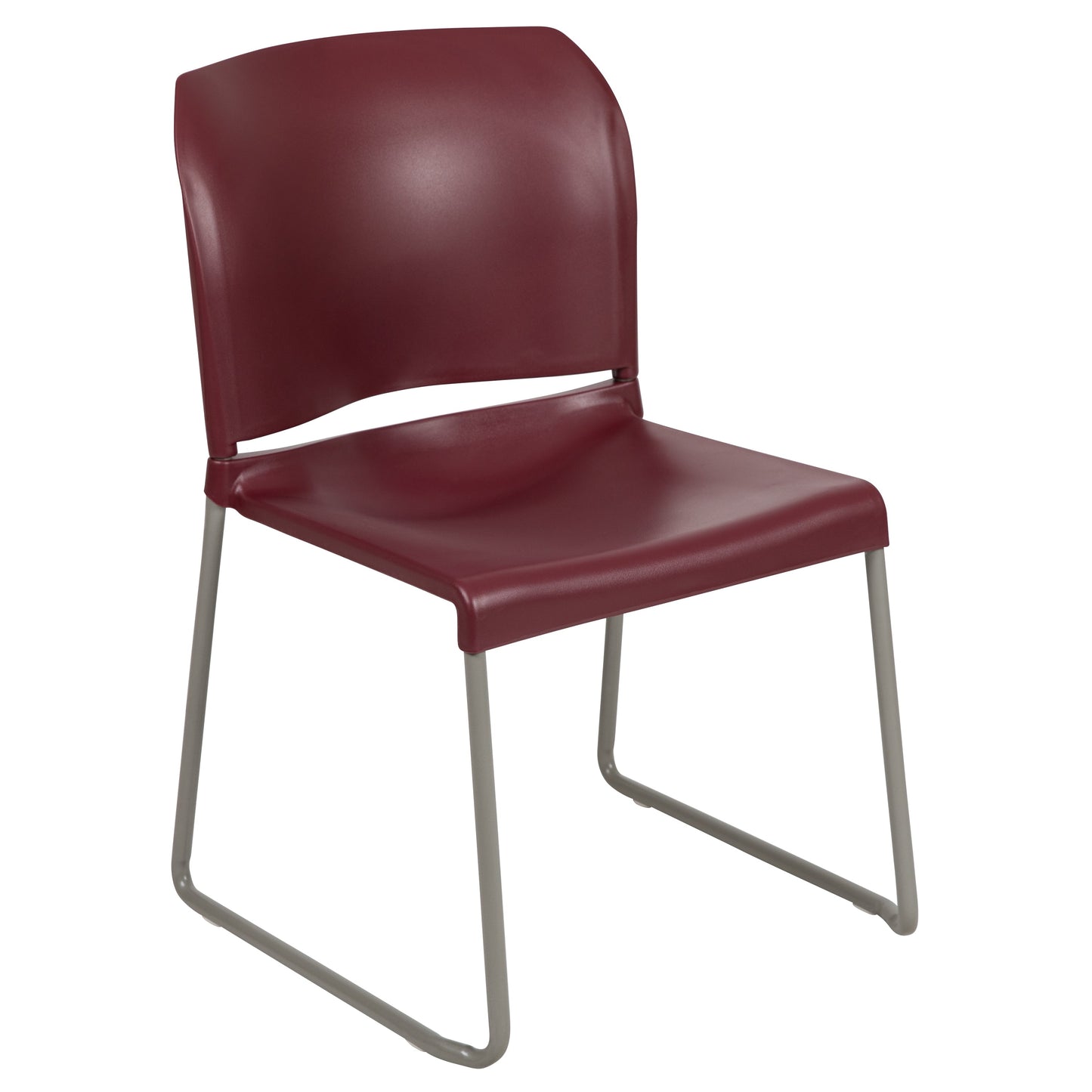 Burgundy Plastic Stack Chair RUT-238A-BY-GG