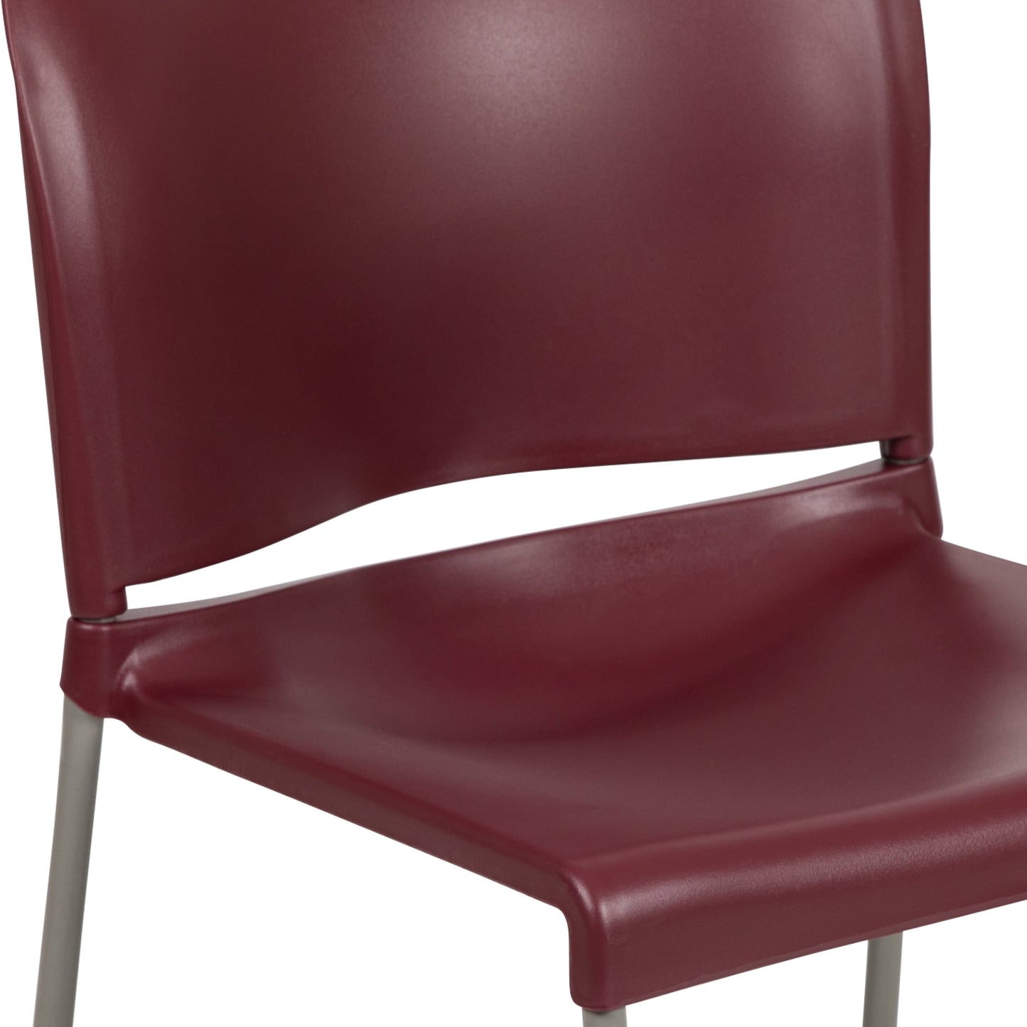 Burgundy Plastic Stack Chair RUT-238A-BY-GG