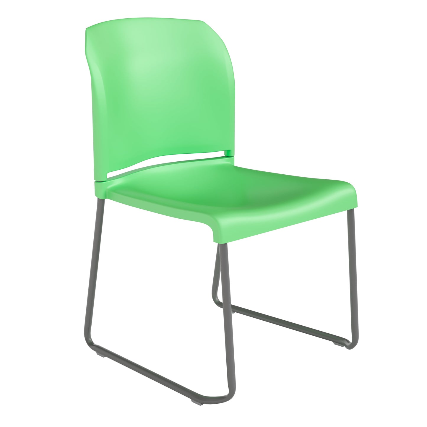 Green Plastic Sled Stack Chair RUT-238A-GN-GG