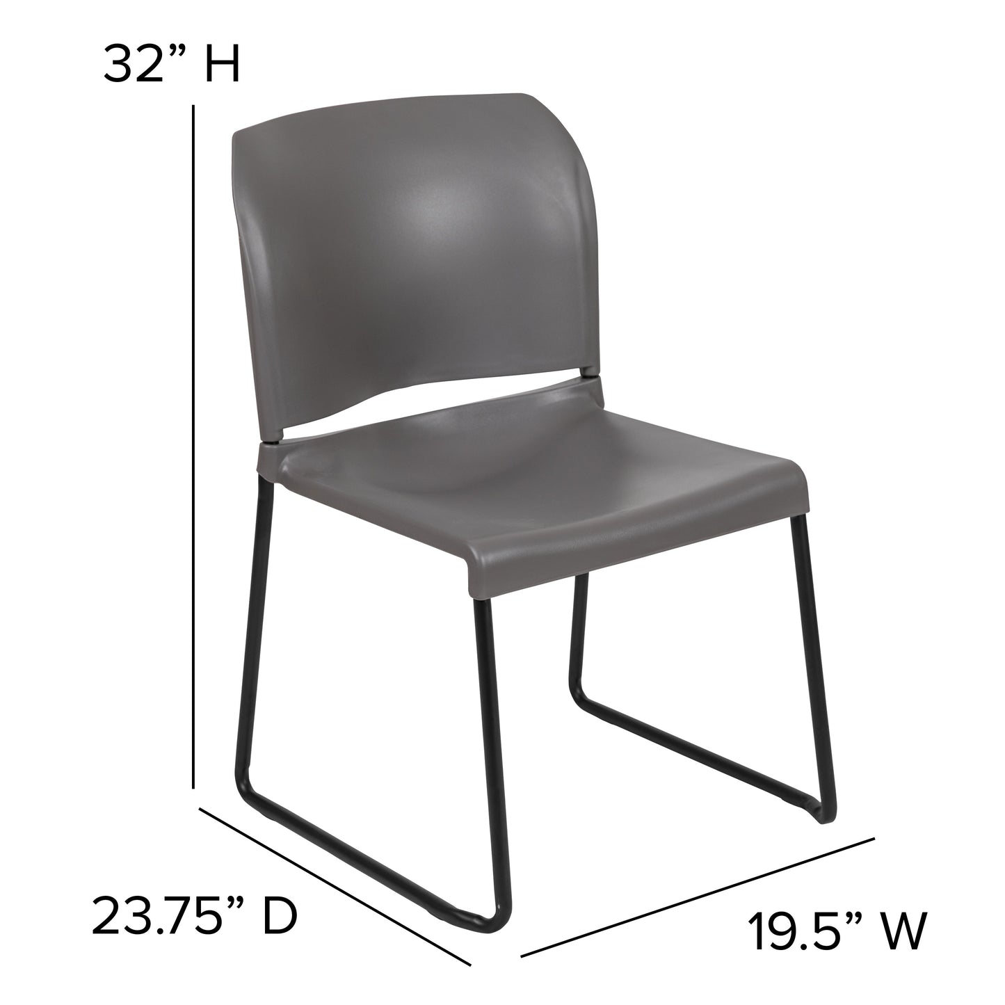 Gray Plastic Stack Chair RUT-238A-GY-GG