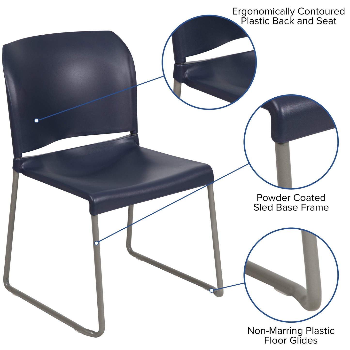 Navy Plastic Stack Chair RUT-238A-NY-GG