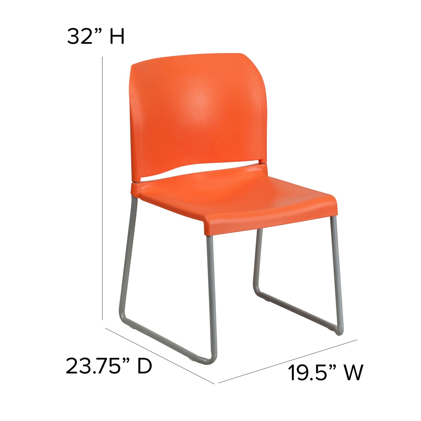 Orange Plastic Stack Chair RUT-238A-OR-GG