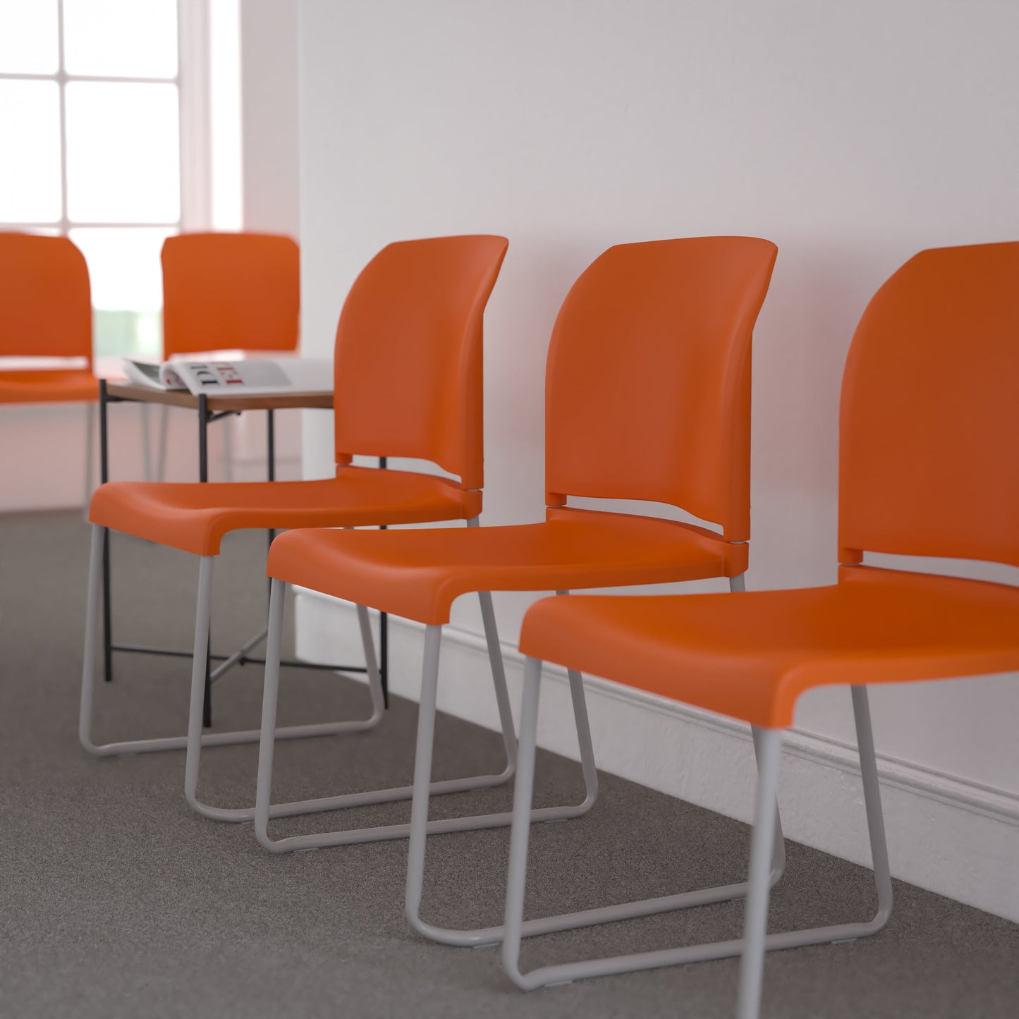 Orange Plastic Stack Chair RUT-238A-OR-GG