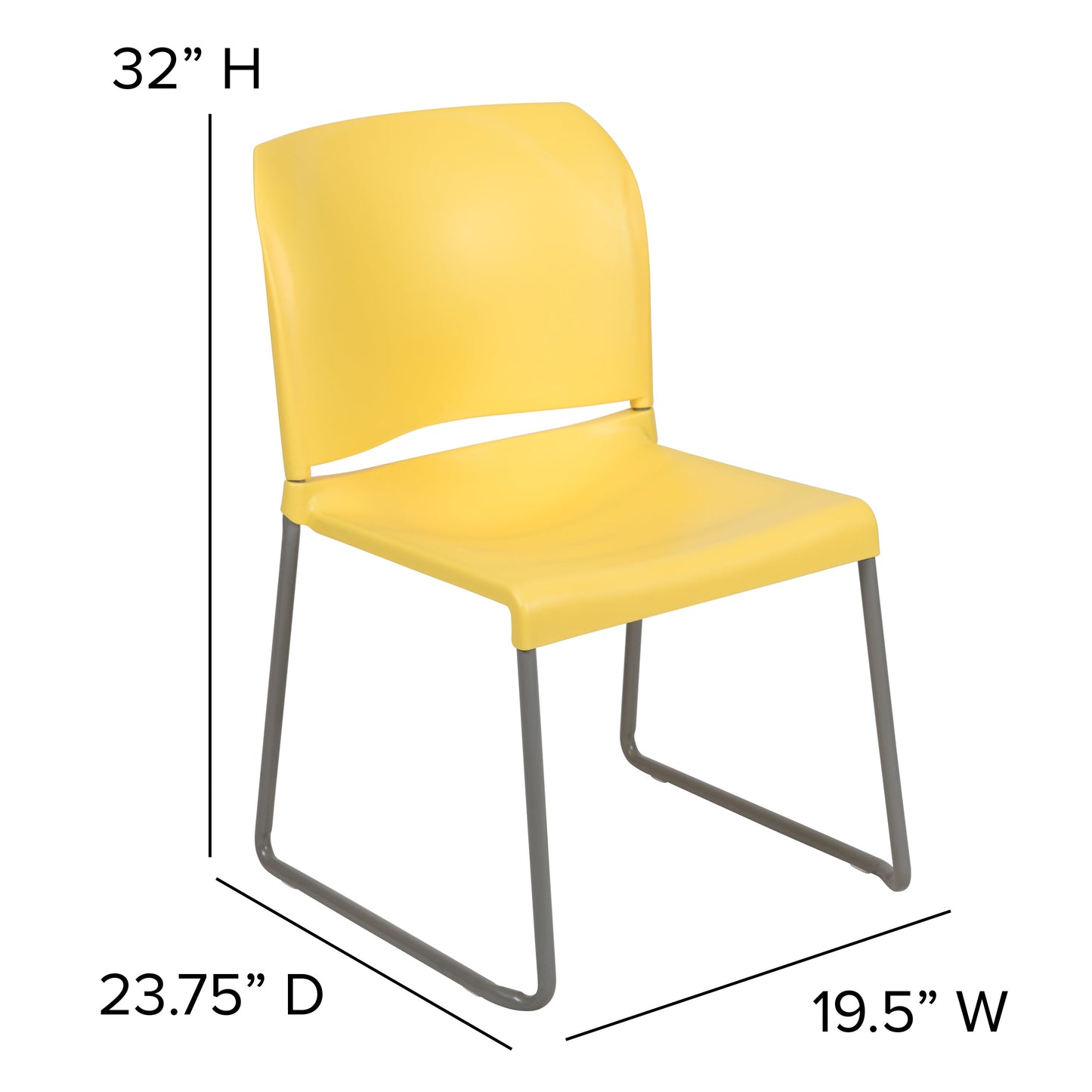 Yellow Plastic Stack Chair RUT-238A-YL-GG