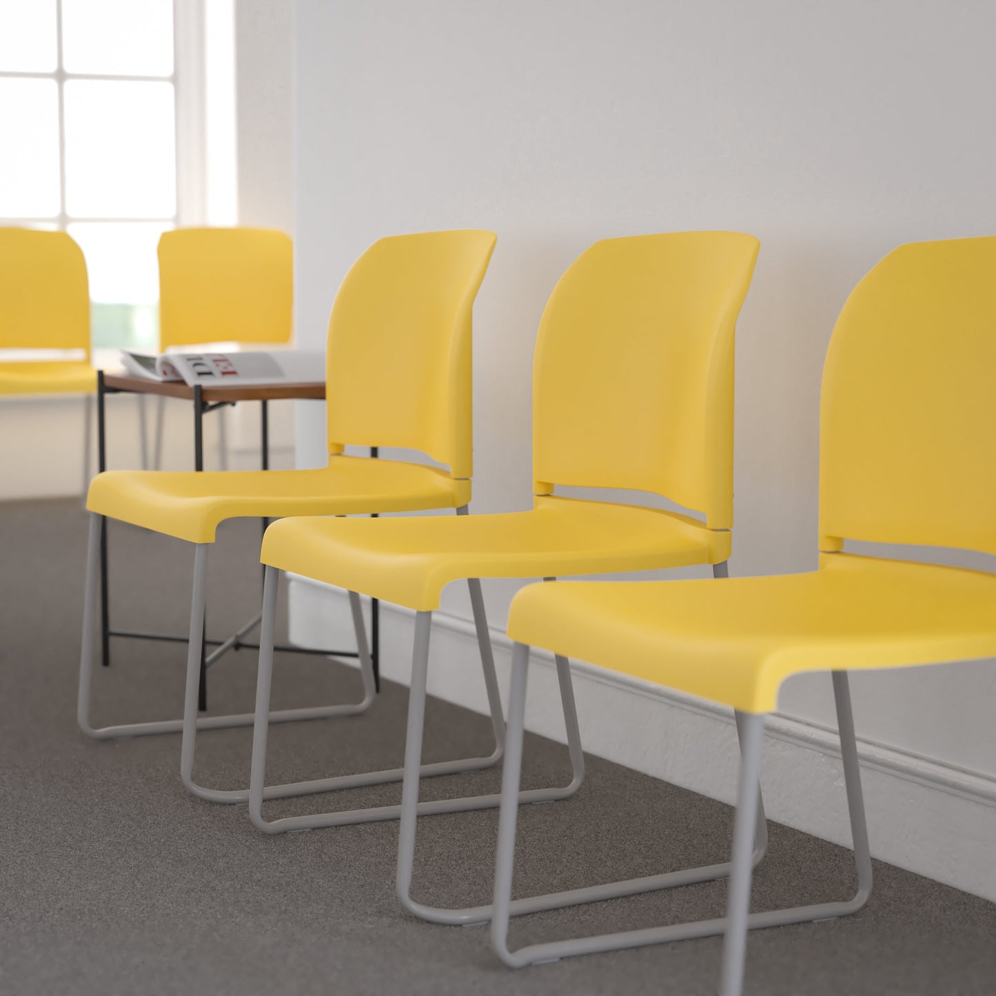 Yellow Plastic Stack Chair RUT-238A-YL-GG