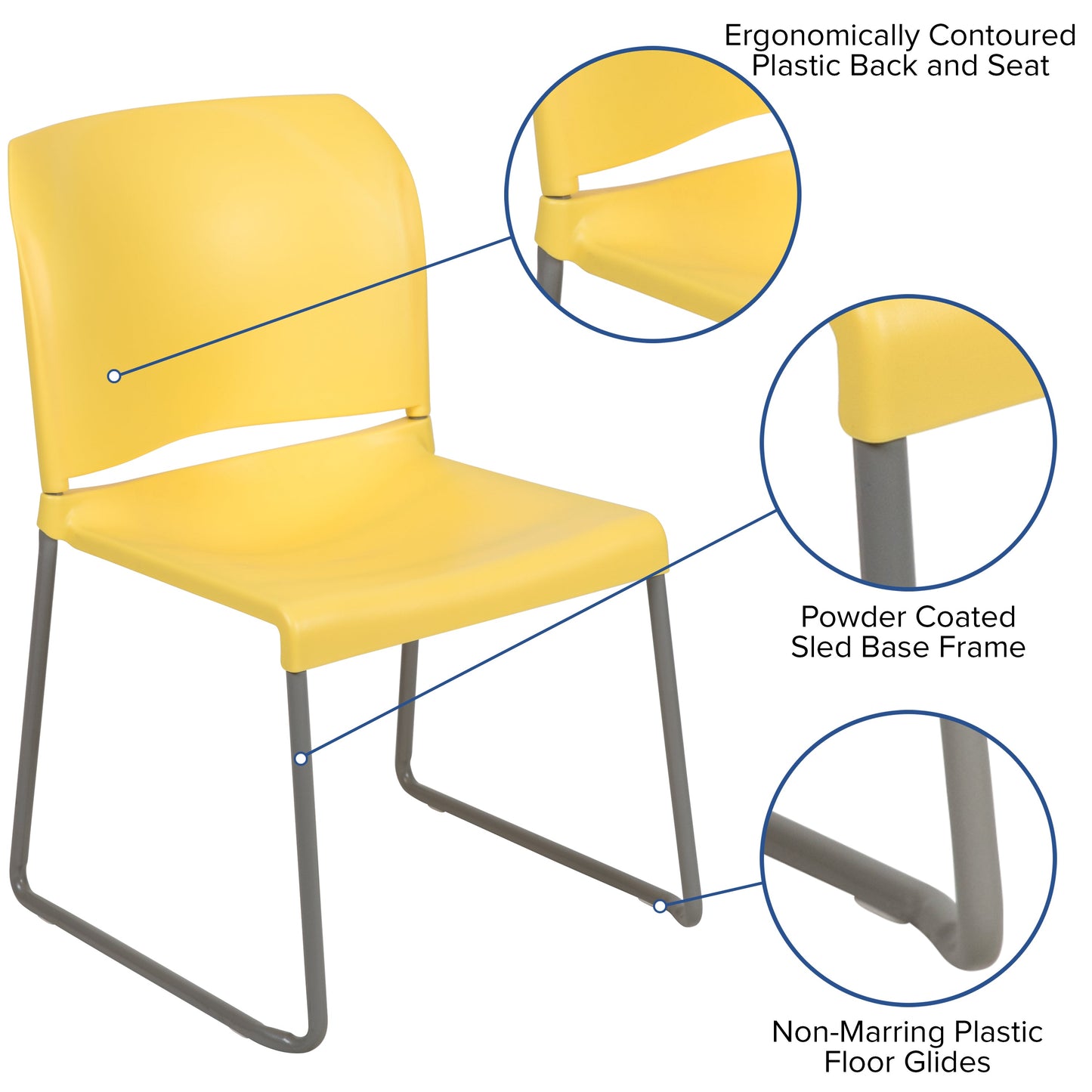 Yellow Plastic Stack Chair RUT-238A-YL-GG