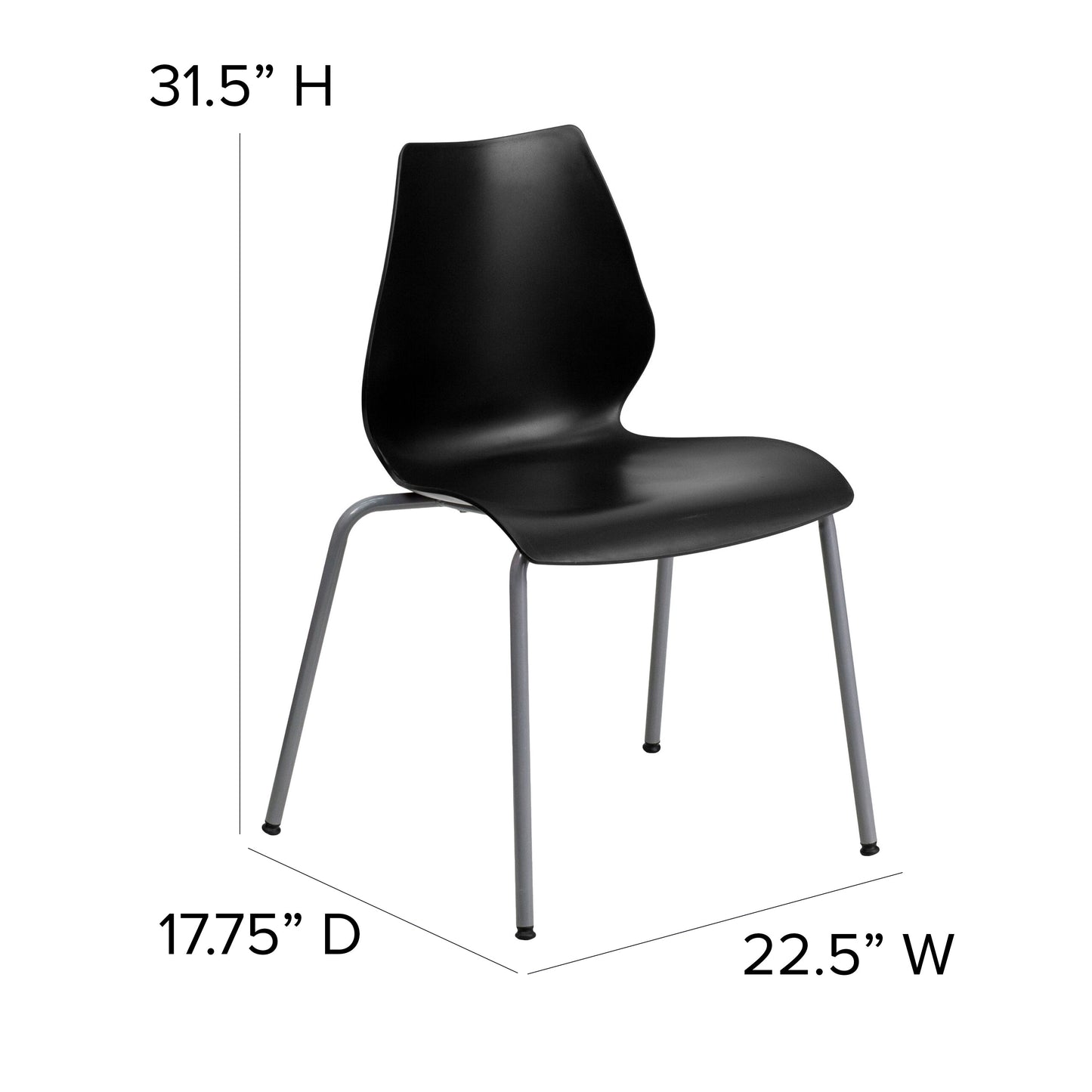 Black Plastic Stack Chair RUT-288-BK-GG