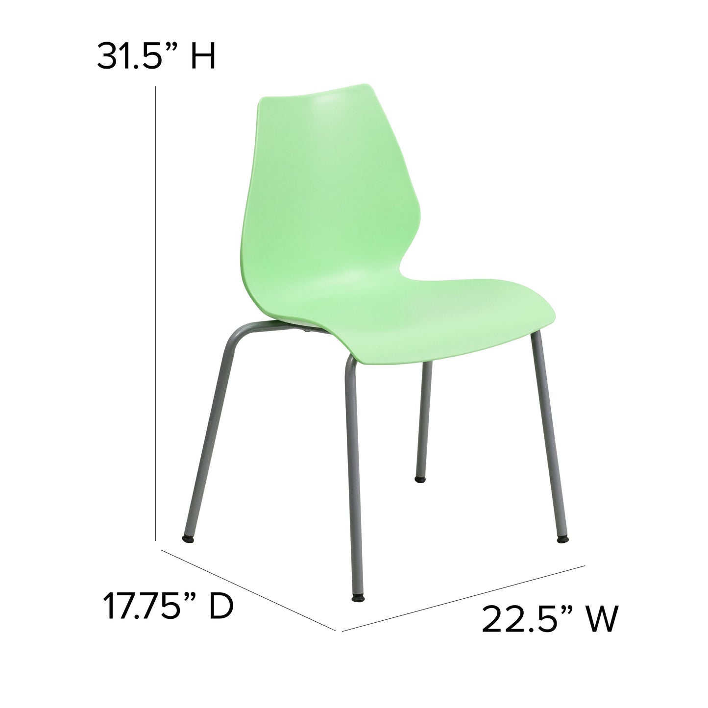 Green Plastic Stack Chair RUT-288-GREEN-GG