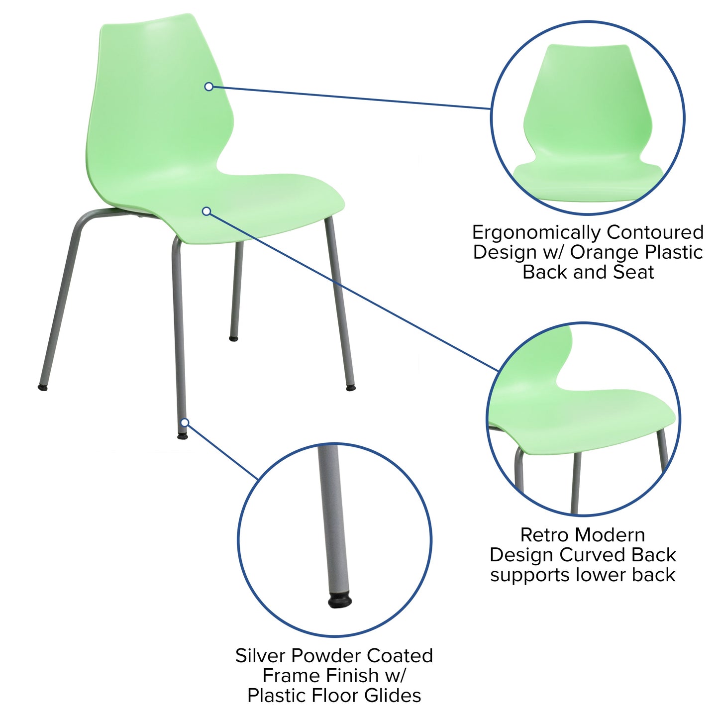 Green Plastic Stack Chair RUT-288-GREEN-GG