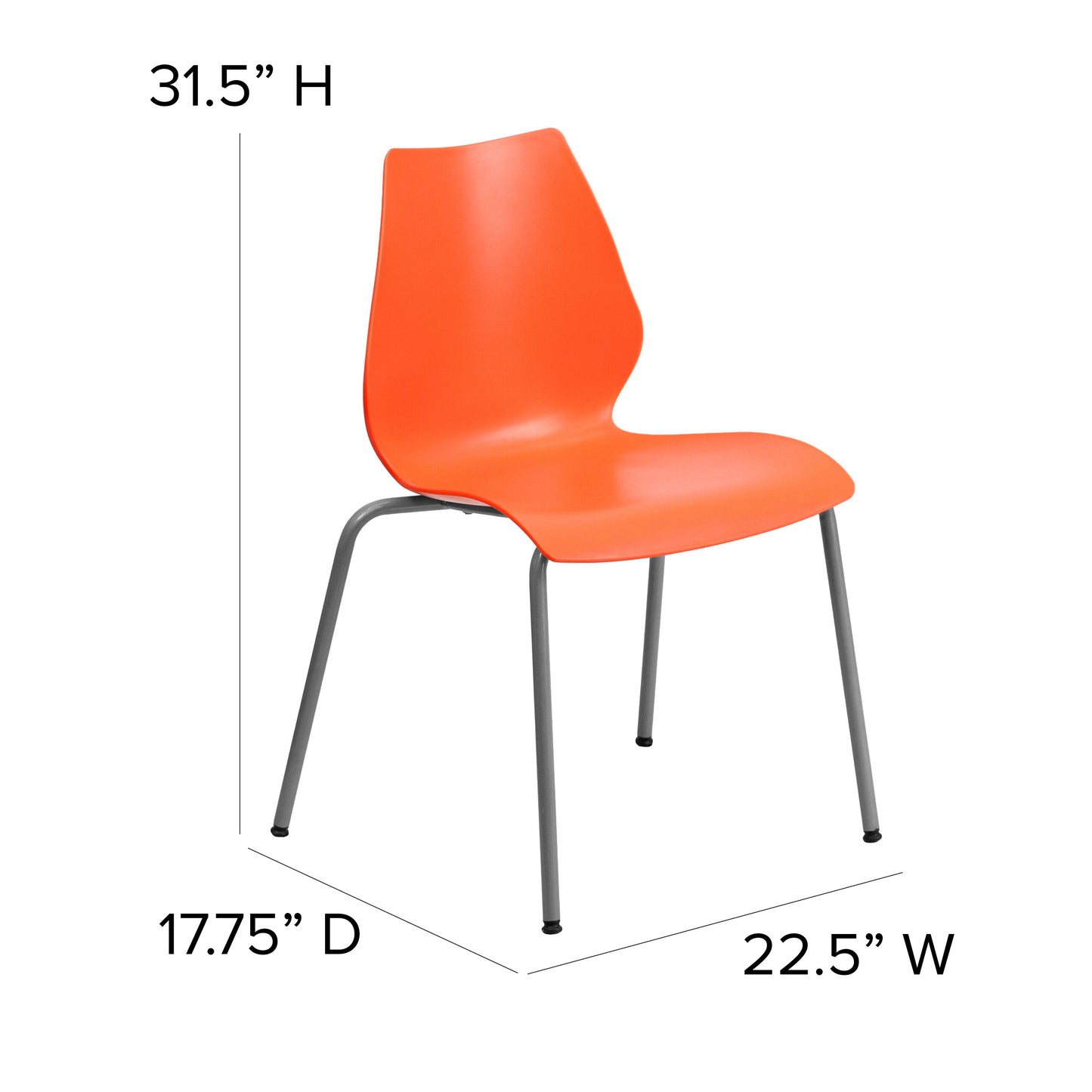 Orange Plastic Stack Chair RUT-288-ORANGE-GG