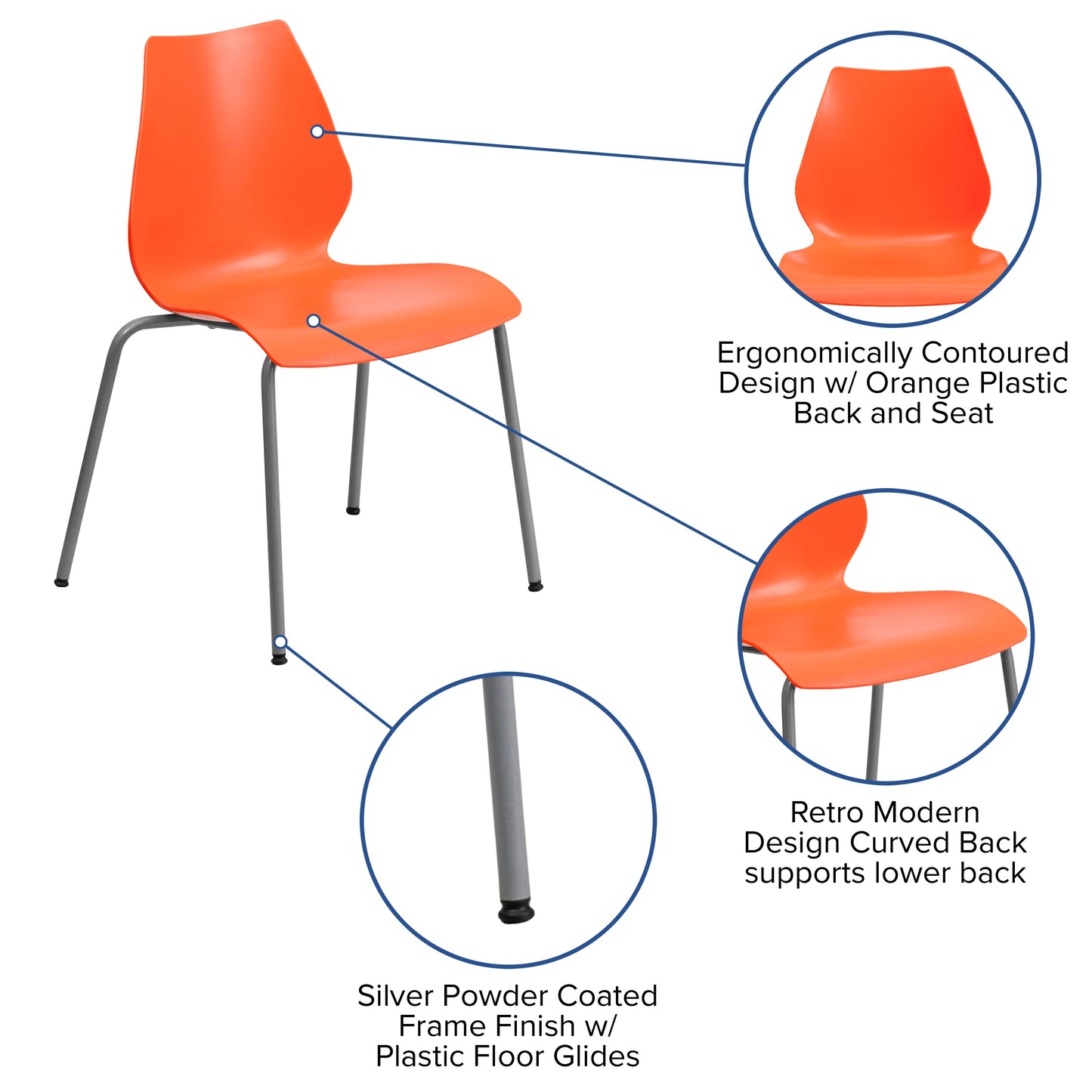 Orange Plastic Stack Chair RUT-288-ORANGE-GG