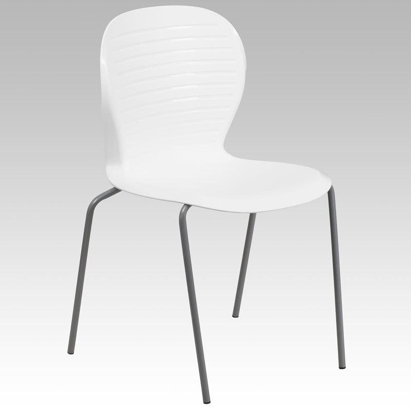 White Plastic Stack Chair RUT-3-WH-GG