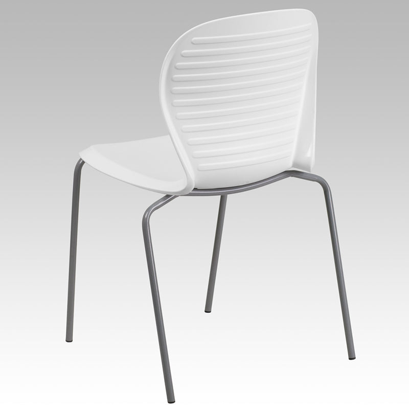 White Plastic Stack Chair RUT-3-WH-GG