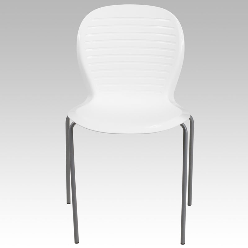 White Plastic Stack Chair RUT-3-WH-GG