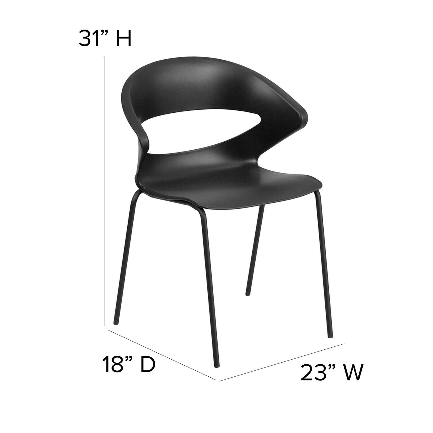 Black Stack Chair RUT-4-BK-GG