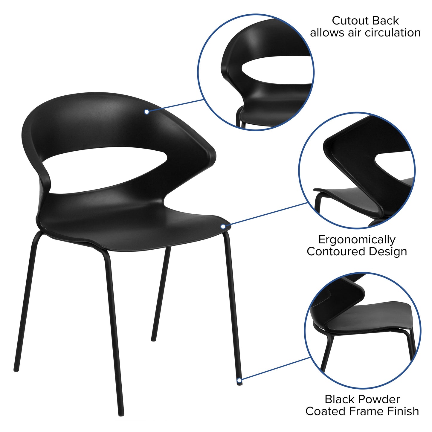 Black Stack Chair RUT-4-BK-GG