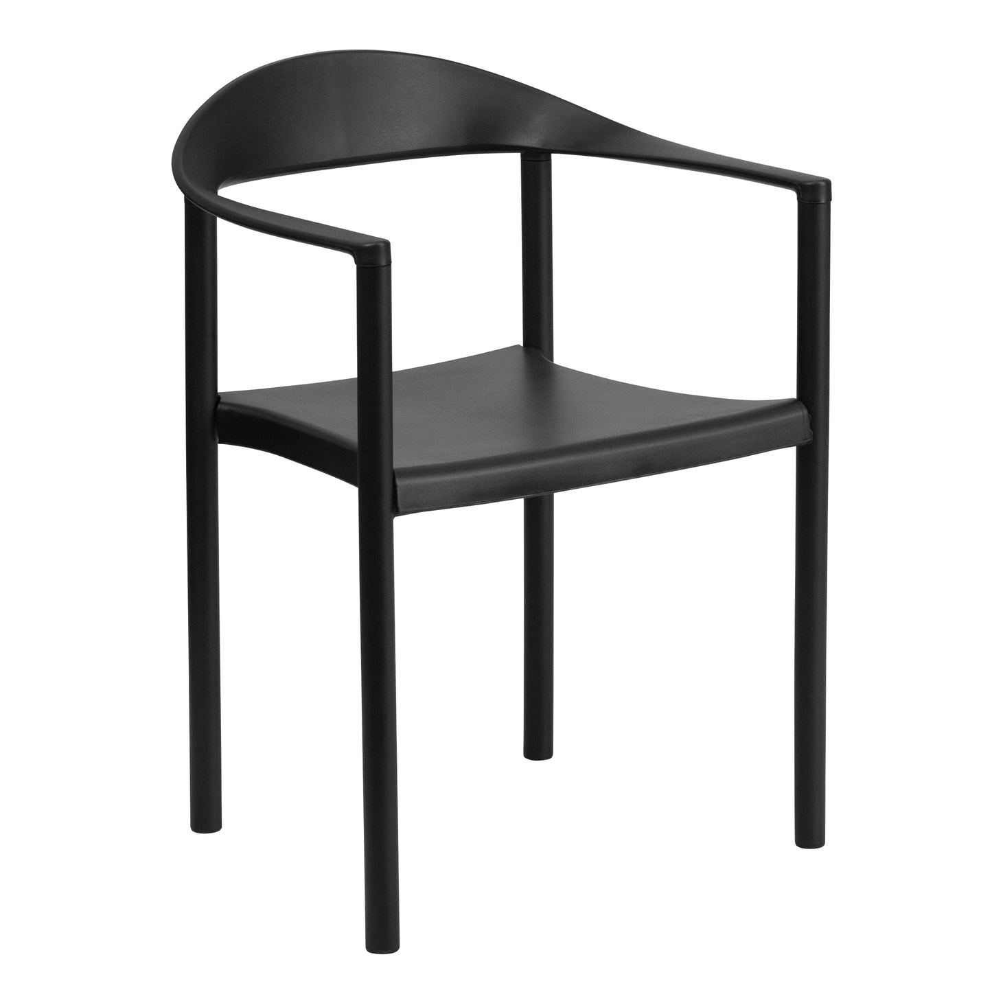 Black Plastic Stack Cafe Chair RUT-418-BK-GG