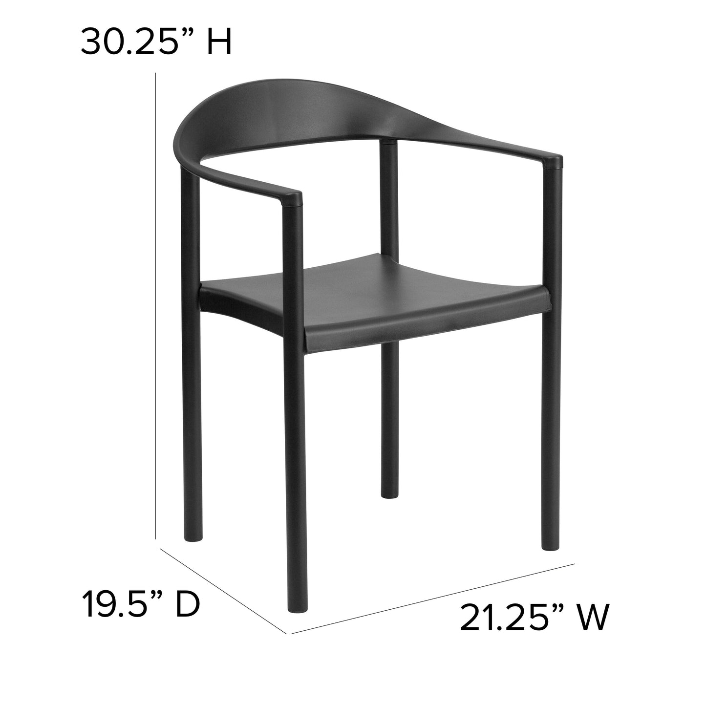 Black Plastic Stack Cafe Chair RUT-418-BK-GG