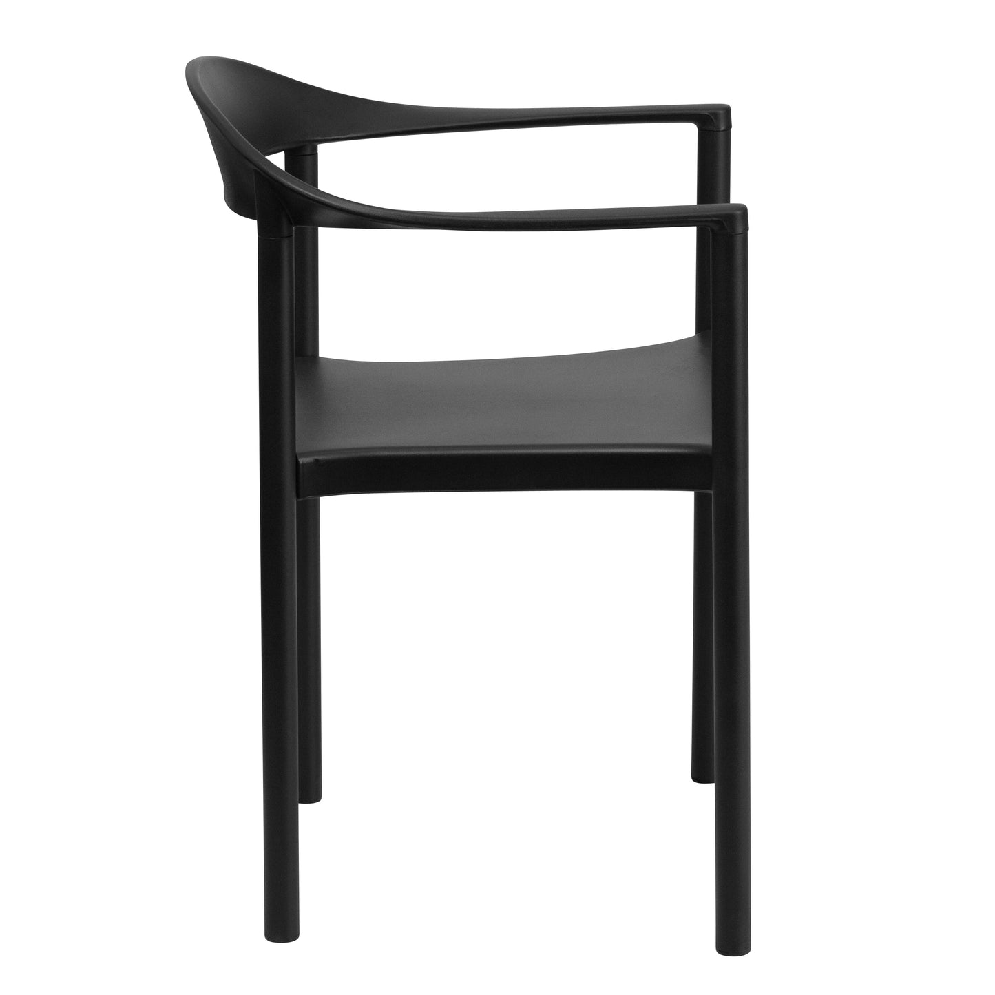 Black Plastic Stack Cafe Chair RUT-418-BK-GG