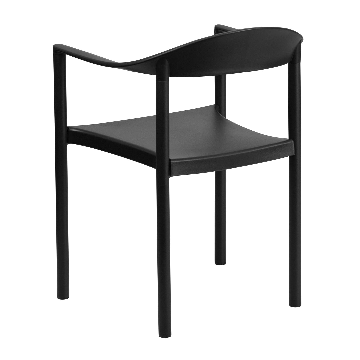 Black Plastic Stack Cafe Chair RUT-418-BK-GG