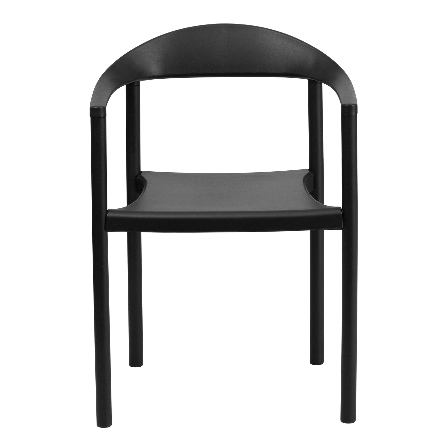 Black Plastic Stack Cafe Chair RUT-418-BK-GG