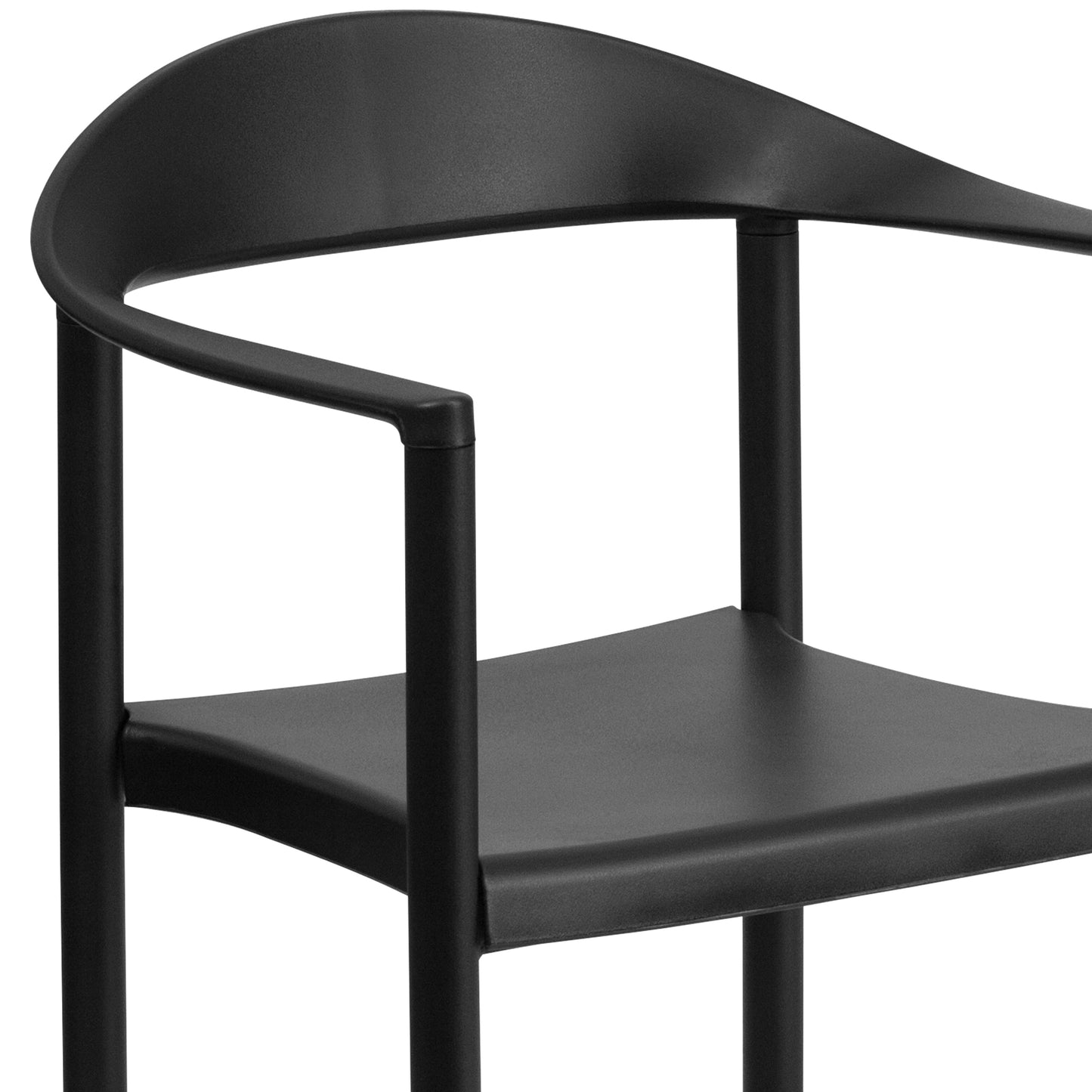 Black Plastic Stack Cafe Chair RUT-418-BK-GG