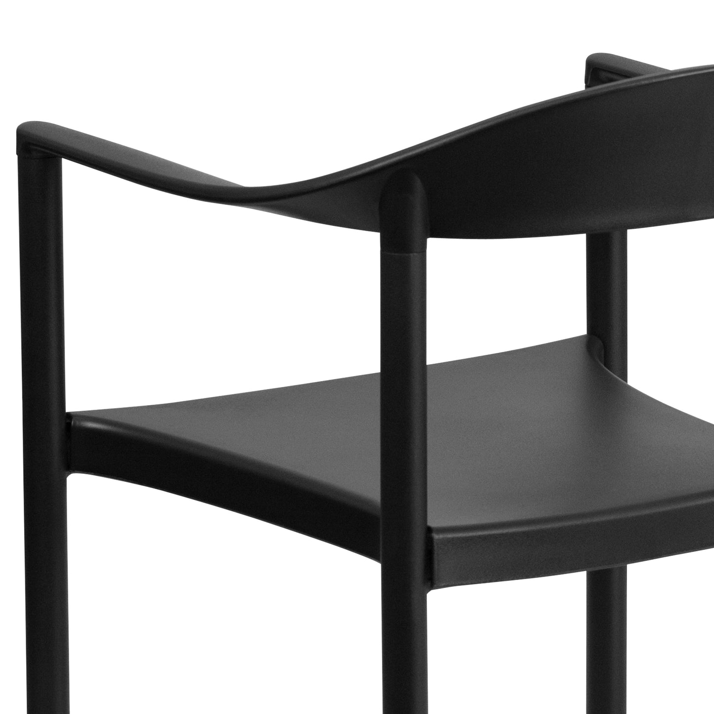 Black Plastic Stack Cafe Chair RUT-418-BK-GG