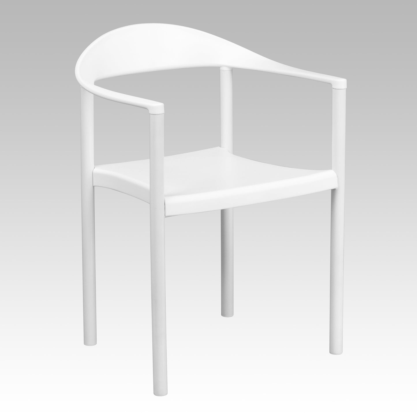 White Plastic Stack Cafe Chair RUT-418-WH-GG