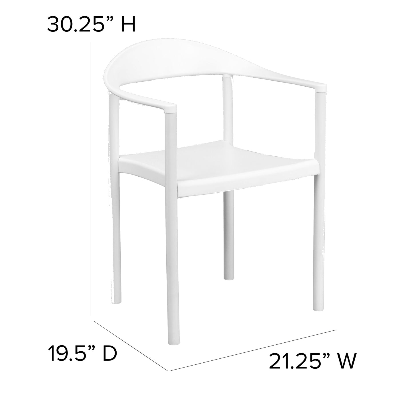 White Plastic Stack Cafe Chair RUT-418-WH-GG