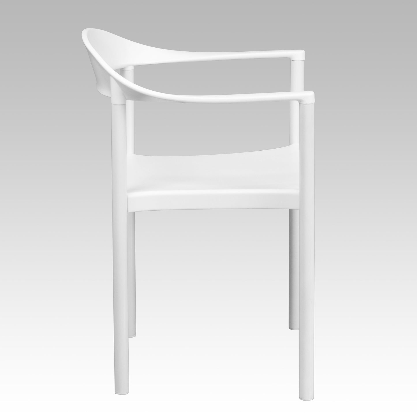 White Plastic Stack Cafe Chair RUT-418-WH-GG