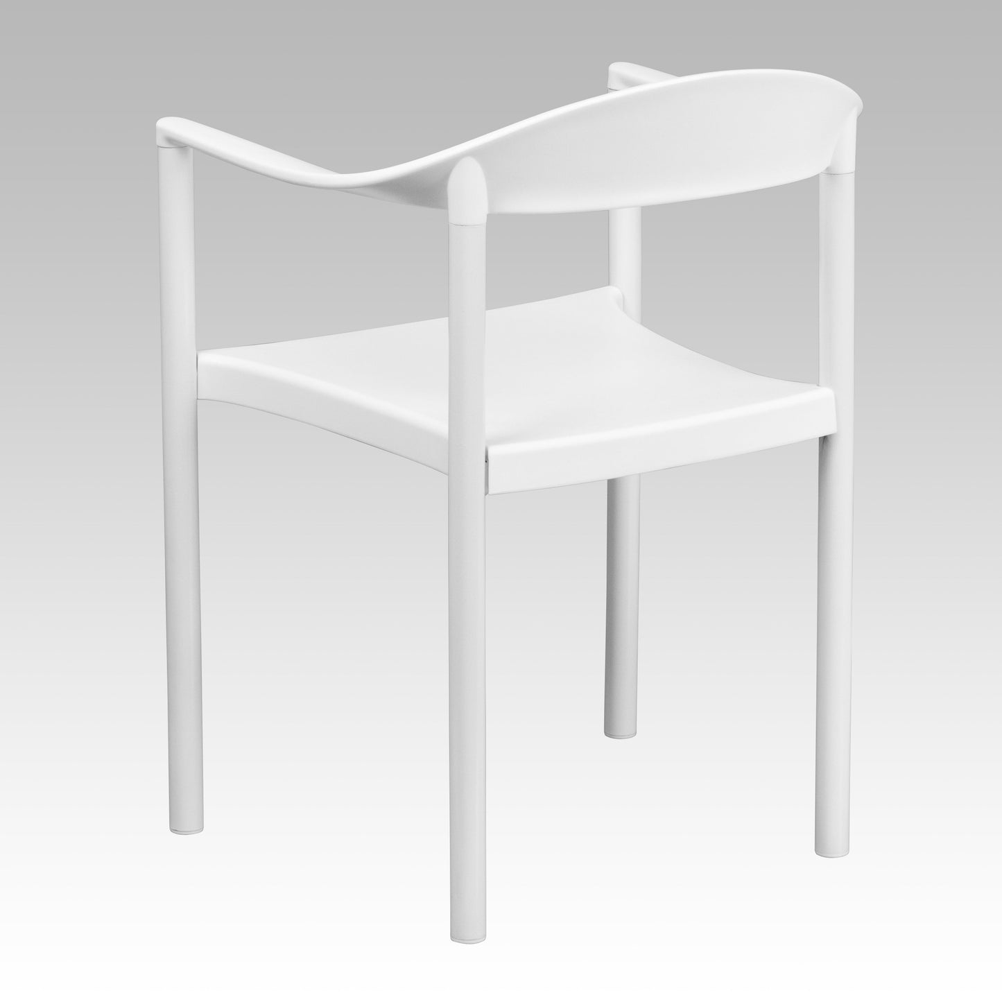 White Plastic Stack Cafe Chair RUT-418-WH-GG