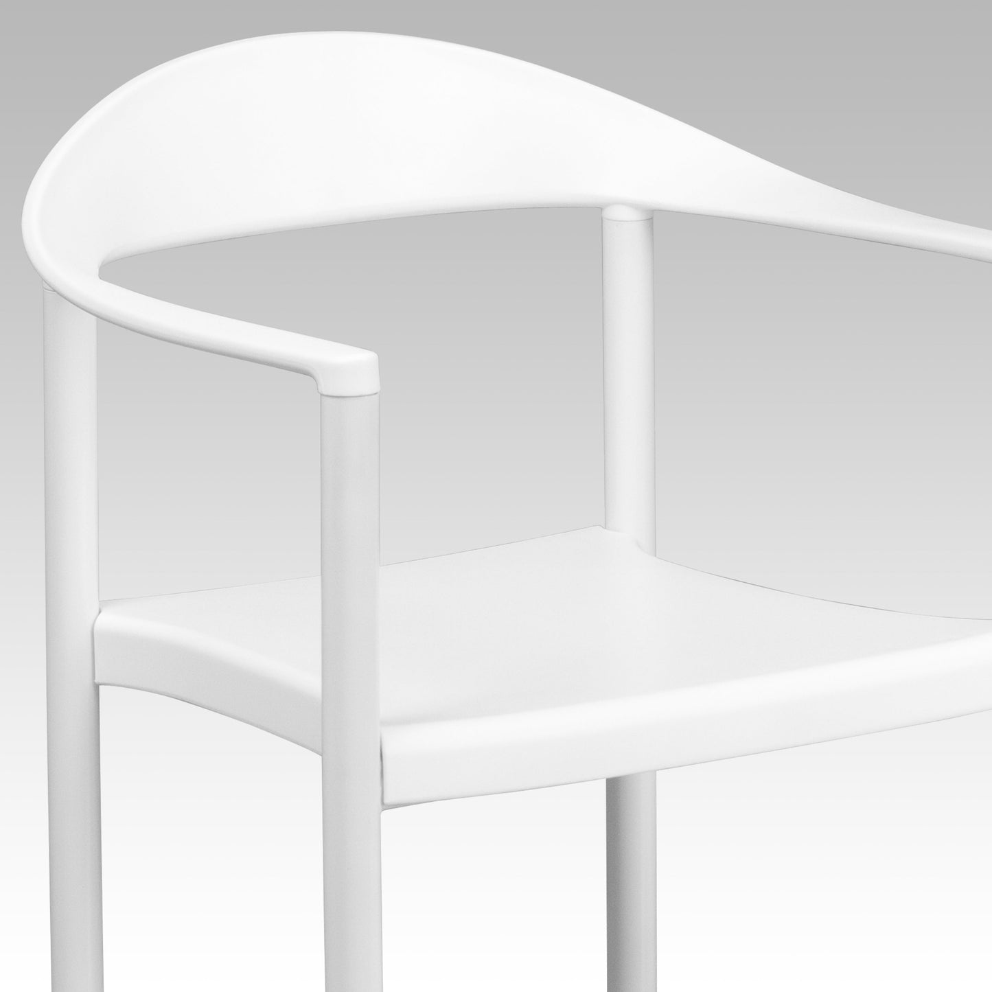 White Plastic Stack Cafe Chair RUT-418-WH-GG