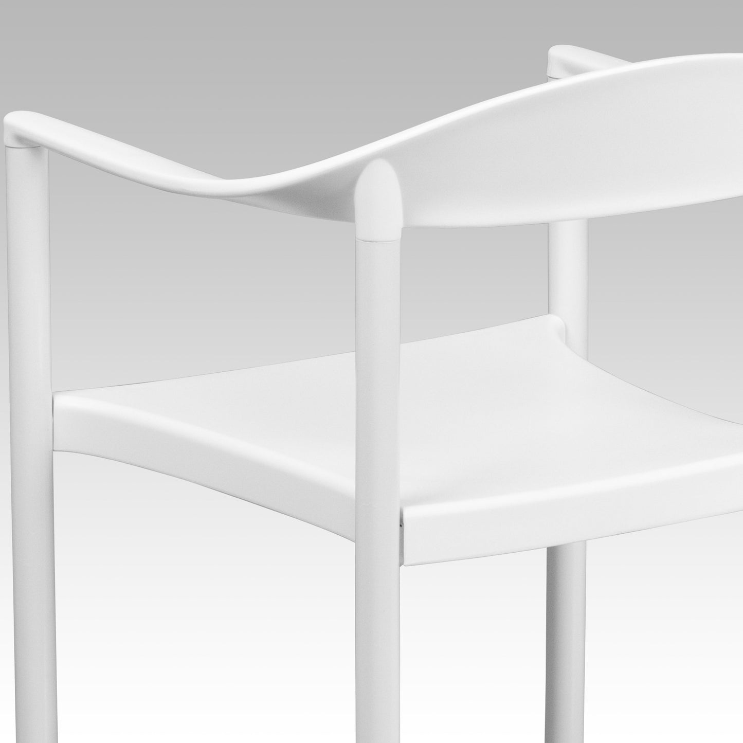 White Plastic Stack Cafe Chair RUT-418-WH-GG