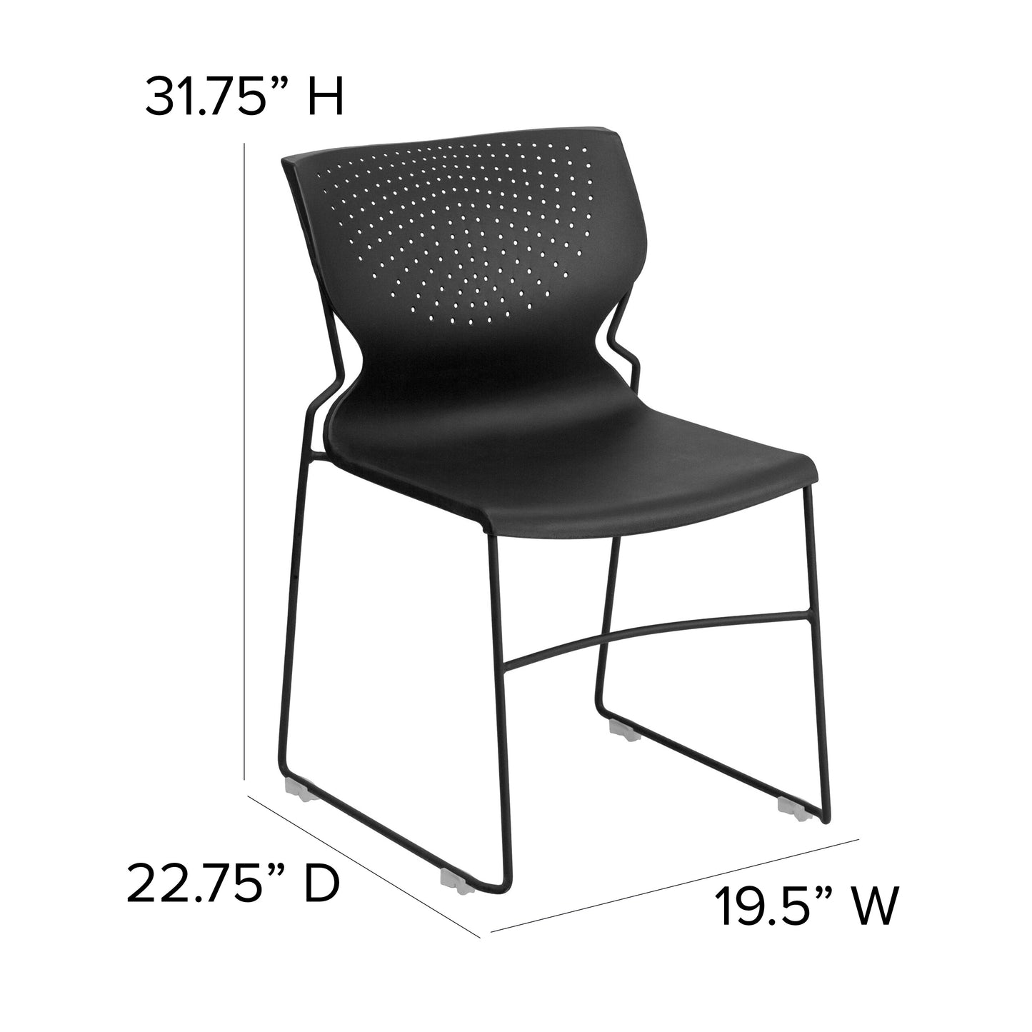 Black Plastic Stack Chair RUT-438-BK-GG