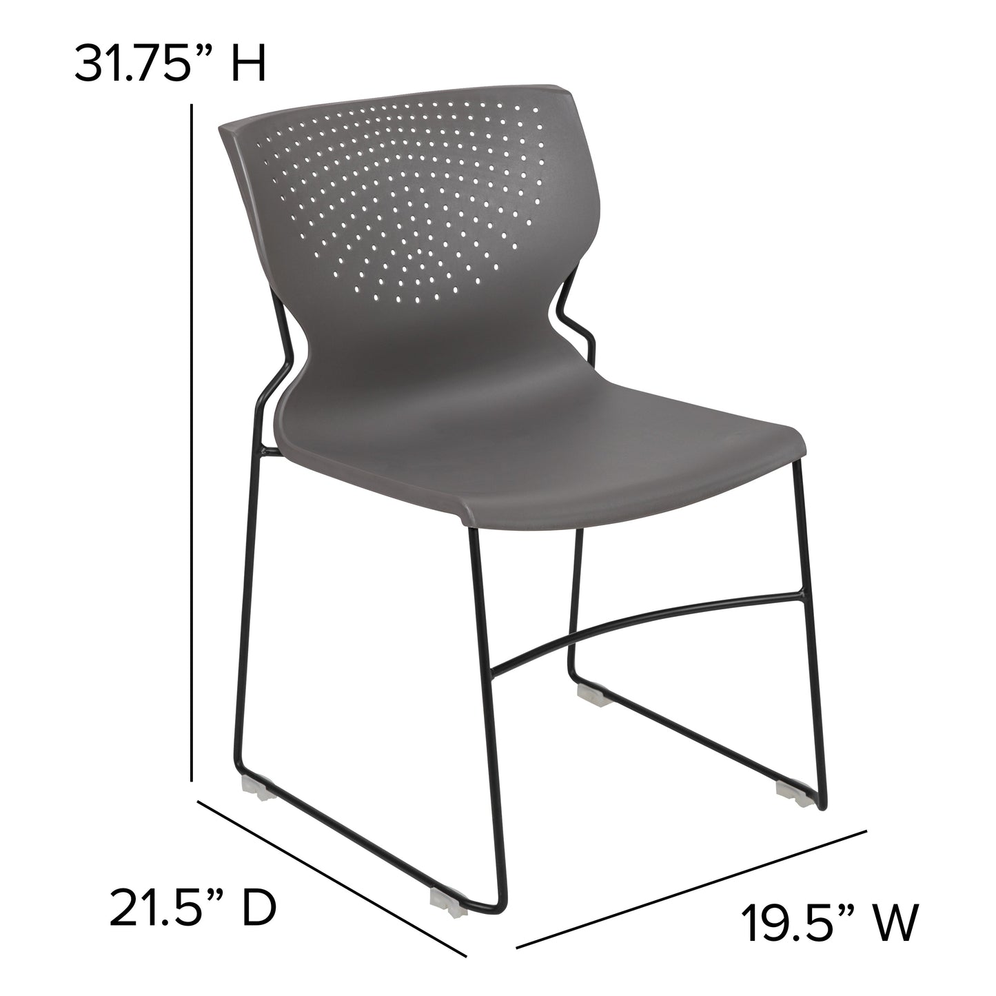 Gray Plastic Stack Chair RUT-438-GY-GG