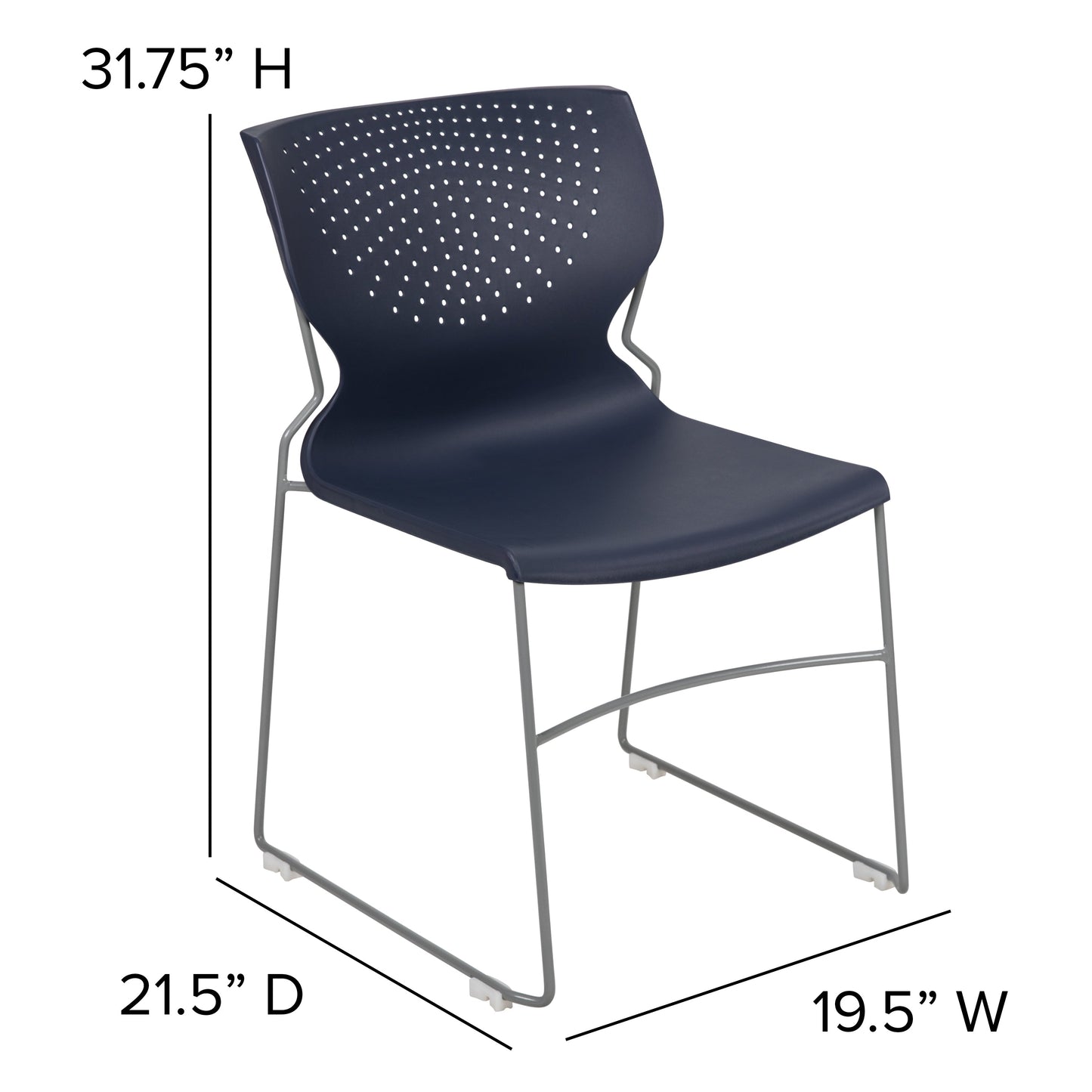 Navy Plastic Stack Chair RUT-438-NY-GG