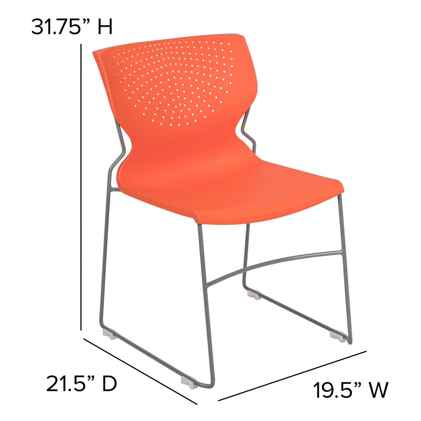 Orange Plastic Stack Chair RUT-438-OR-GG