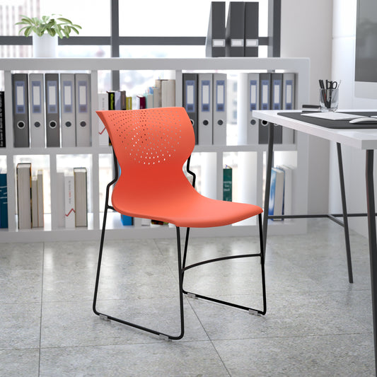 Orange Plastic Stack Chair RUT-438-OR-GG