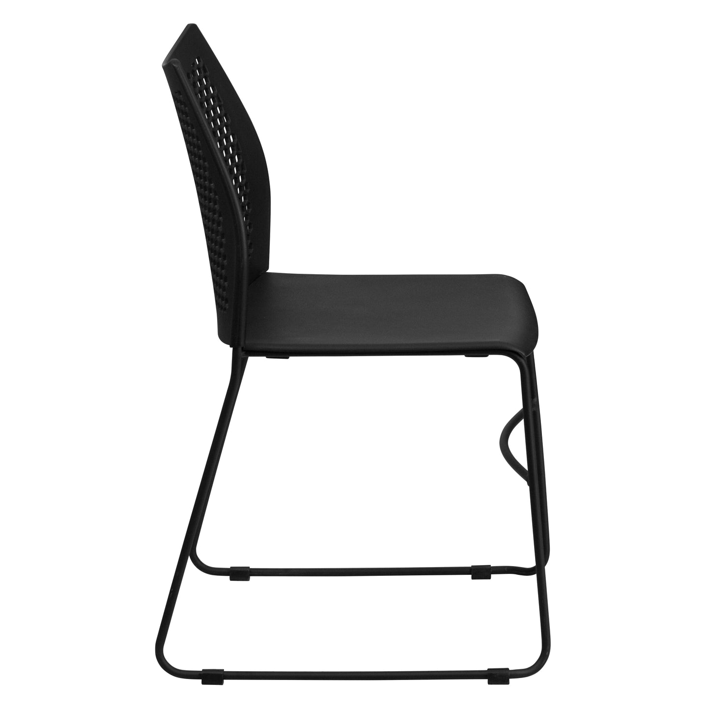 Black Plastic Sled Stack Chair RUT-498A-BLACK-GG