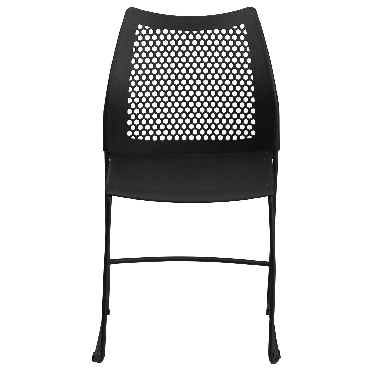 Black Plastic Sled Stack Chair RUT-498A-BLACK-GG