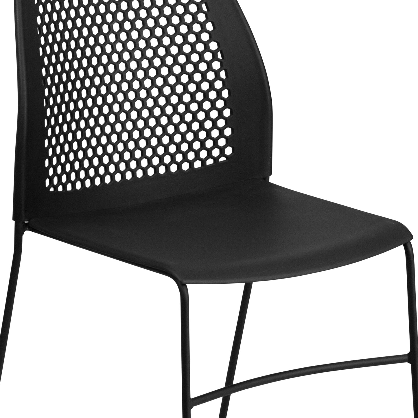 Black Plastic Sled Stack Chair RUT-498A-BLACK-GG