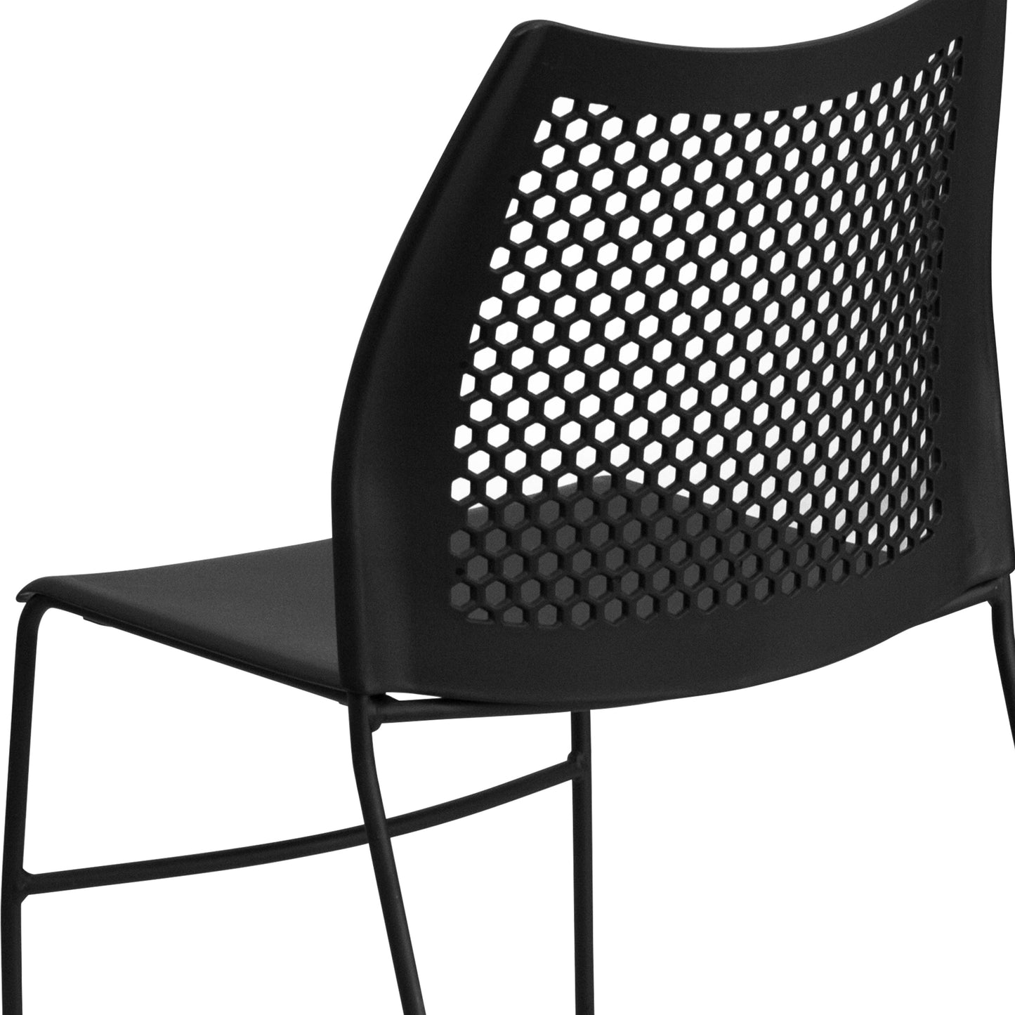 Black Plastic Sled Stack Chair RUT-498A-BLACK-GG