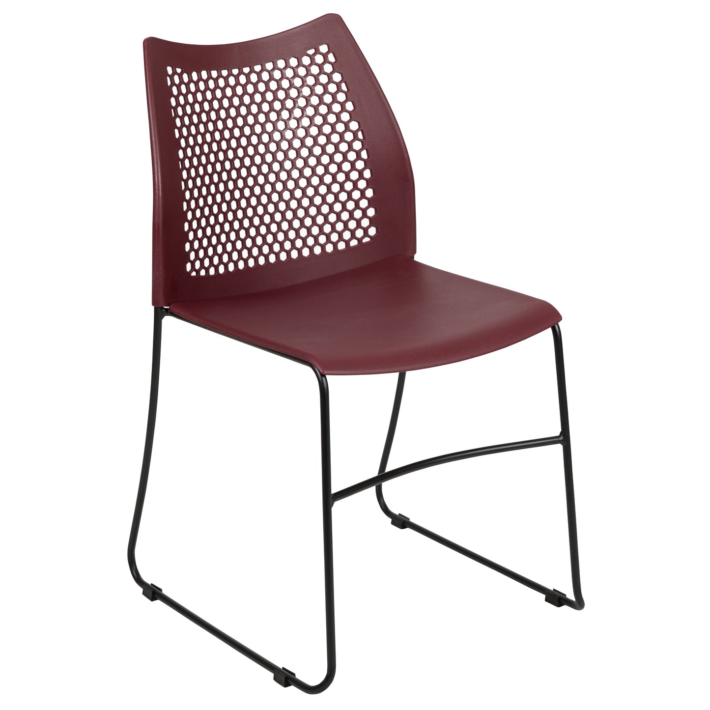 Burgundy Plastic Stack Chair RUT-498A-BY-GG