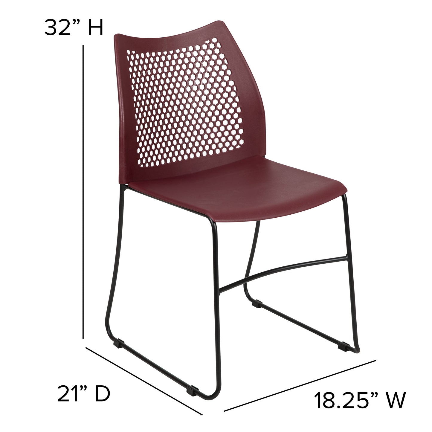 Burgundy Plastic Stack Chair RUT-498A-BY-GG